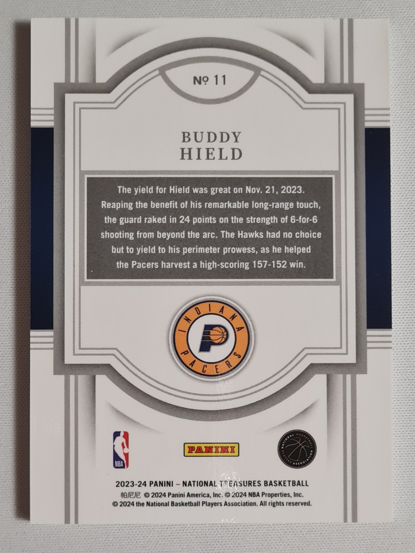 Buddy Hield - 2023/24 Panini National Treasures Basketball NBA Indiana Pacers #11 /10