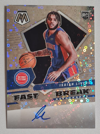 Isaiah Livers - 2021/22 Panini Mosaic Basketball NBA Detroit Pistons Fast Break (RC) #FBA-ILV Disco /Auto
