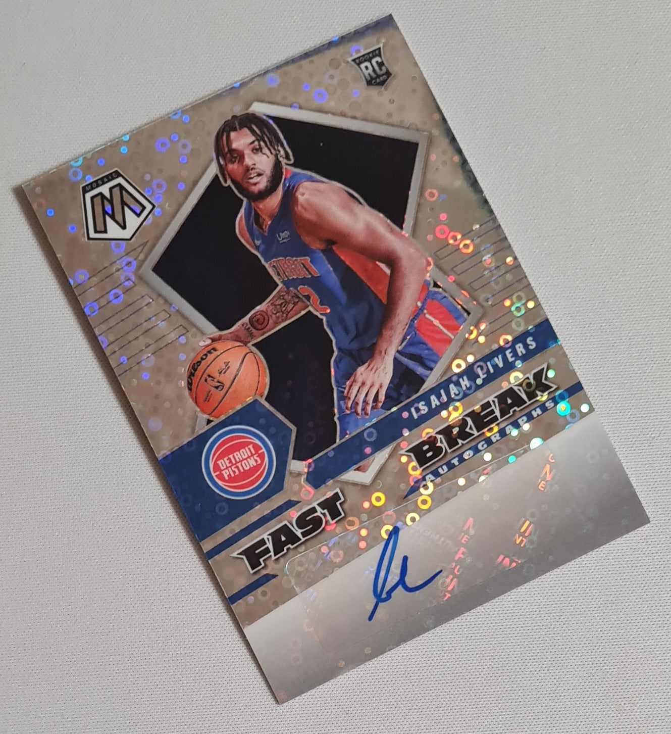 Isaiah Livers - 2021/22 Panini Mosaic Basketball NBA Detroit Pistons Fast Break (RC) #FBA-ILV Disco /Auto