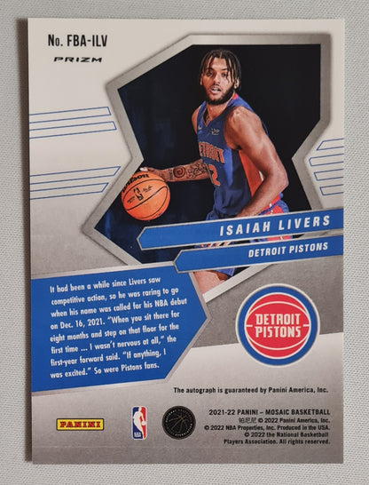 Isaiah Livers - 2021/22 Panini Mosaic Basketball NBA Detroit Pistons Fast Break (RC) #FBA-ILV Disco /Auto