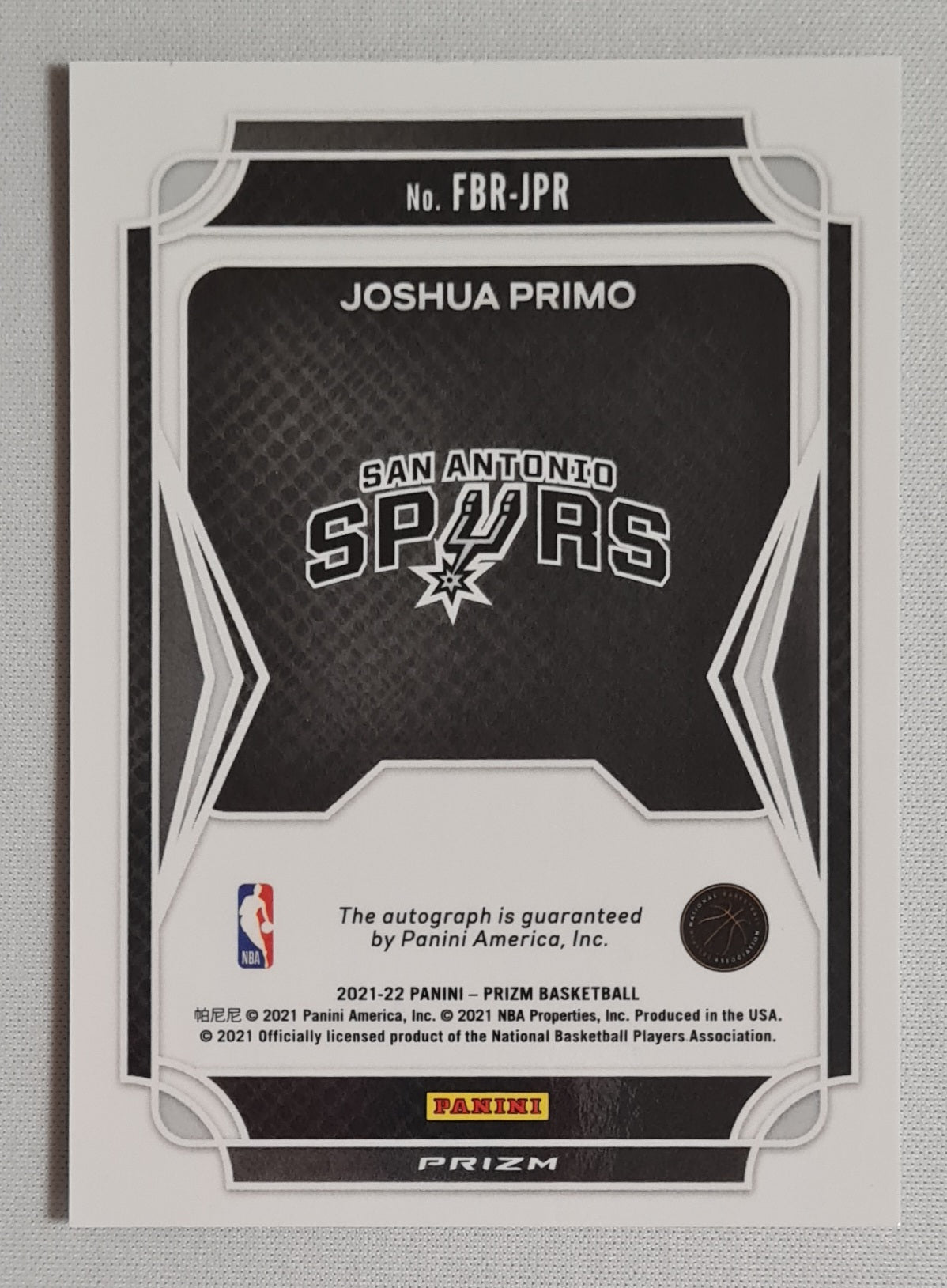 Joshua Primo - 2021/22 Panini Prizm Basketball NBA San Antonio Spurs Fast Break (RC) #FBR-JPR Disco /auto