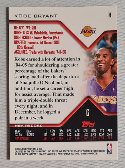 Kobe Bryant - 2004 Topps Finest Basketball NBA L.A. Lakers #8