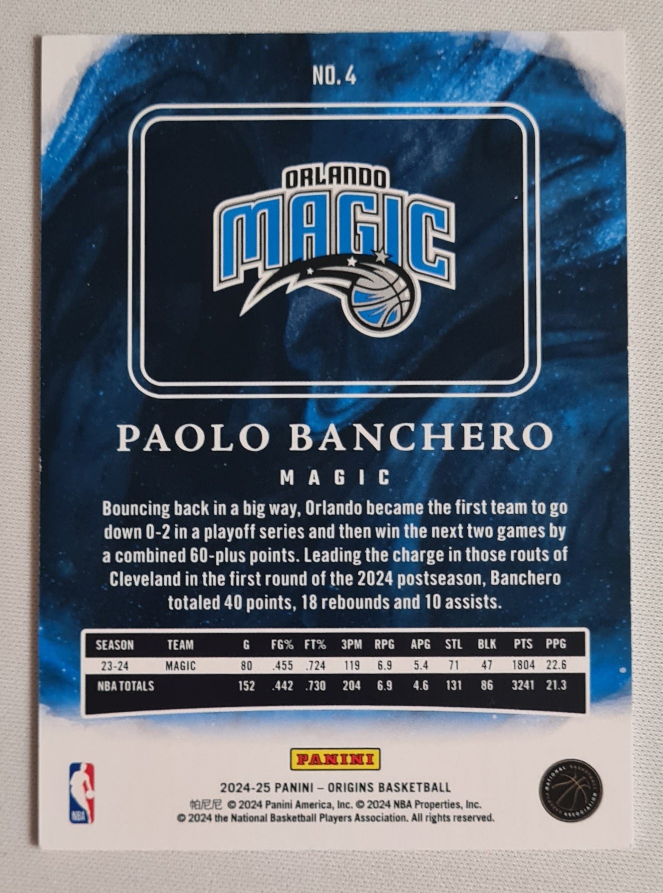 Paolo Banchero - 2024/25 Panini Origins Basketball NBA Orlando Magic #4  Pink /60