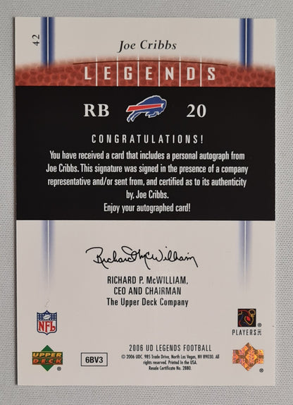 Joe Cribbs - 2006 Upper Deck Legends NFL Football Buffalo Bills #42 /Auto