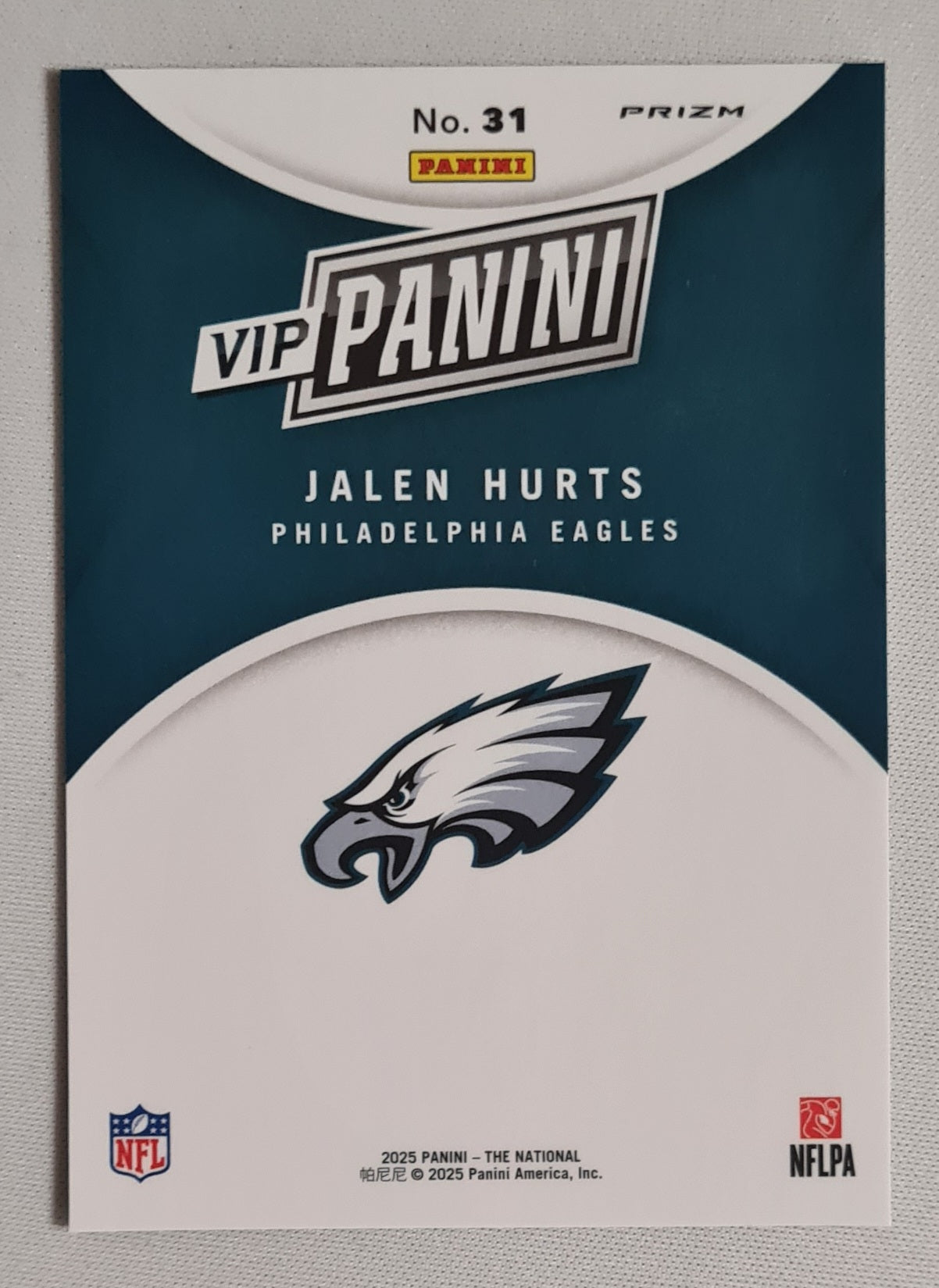 Jalen Hurts - 2025 Panini The National VIP Panini NFL Football Philadelphia Eagles #31 Green/gold Baja Tiger Strips