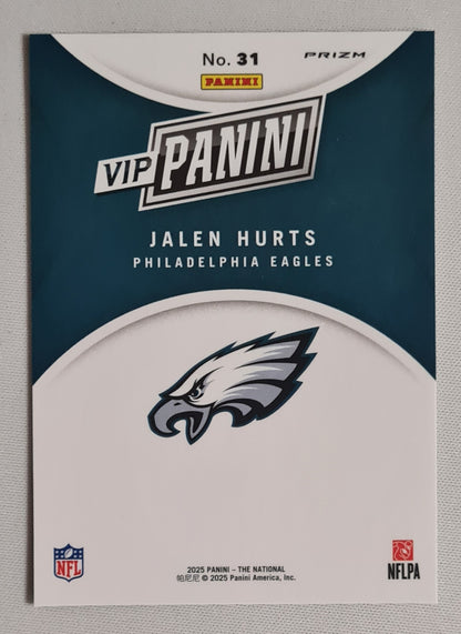 Jalen Hurts - 2025 Panini The National VIP Panini NFL Football Philadelphia Eagles #31 Green/gold Baja Tiger Strips