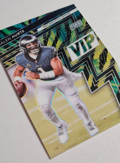 Jalen Hurts - 2025 Panini The National VIP Panini NFL Football Philadelphia Eagles #31 Green/gold Baja Tiger Strips