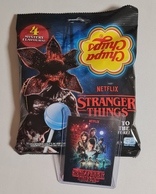 Stranger Things - 2016 Netflix Original Series Promo Card + Chupa Chups Lollipop candy bag - Combo Deal