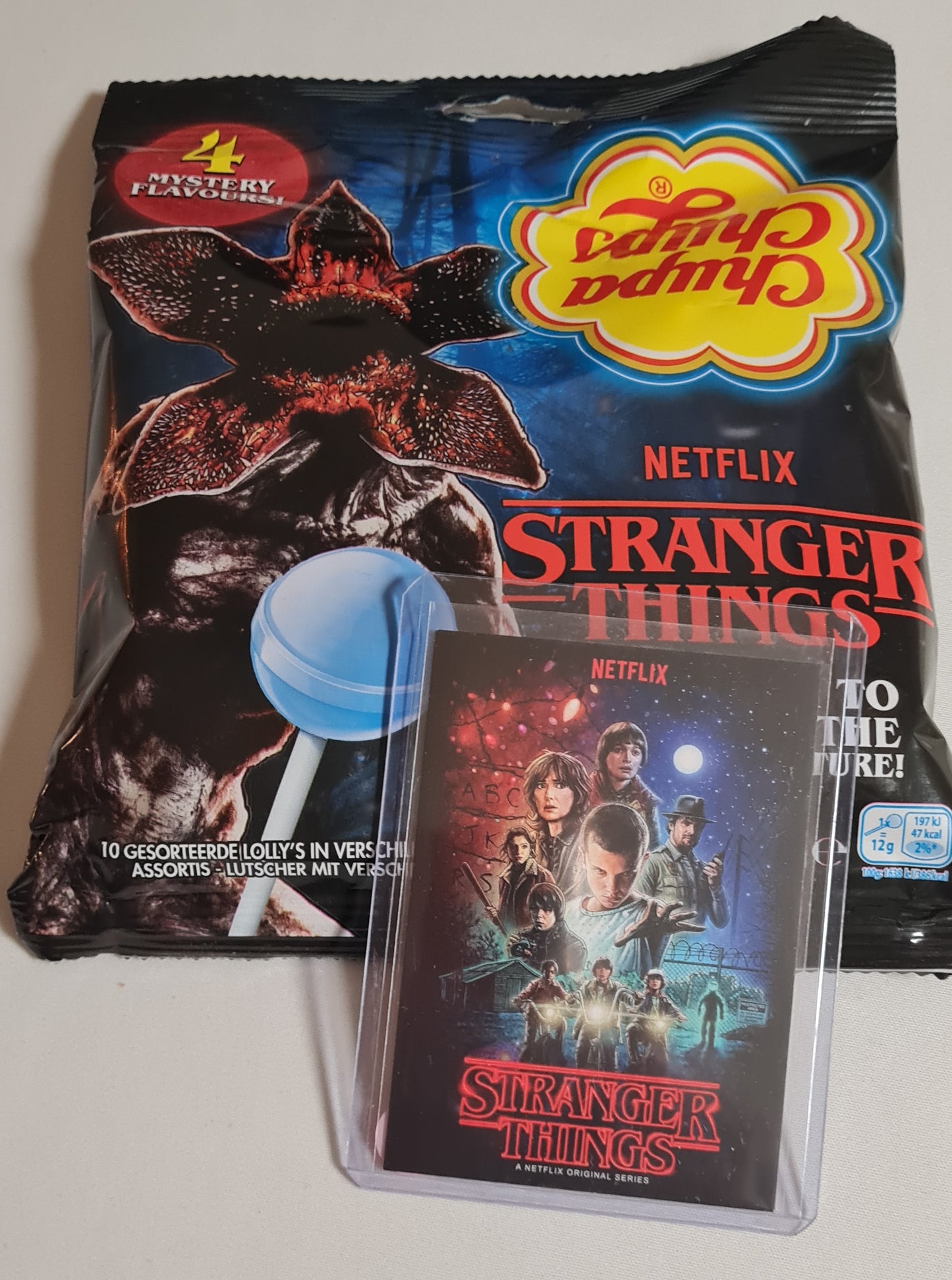 Stranger Things - 2016 Netflix Original Series Promo Card + Chupa Chups Lollipop candy bag - Combo Deal