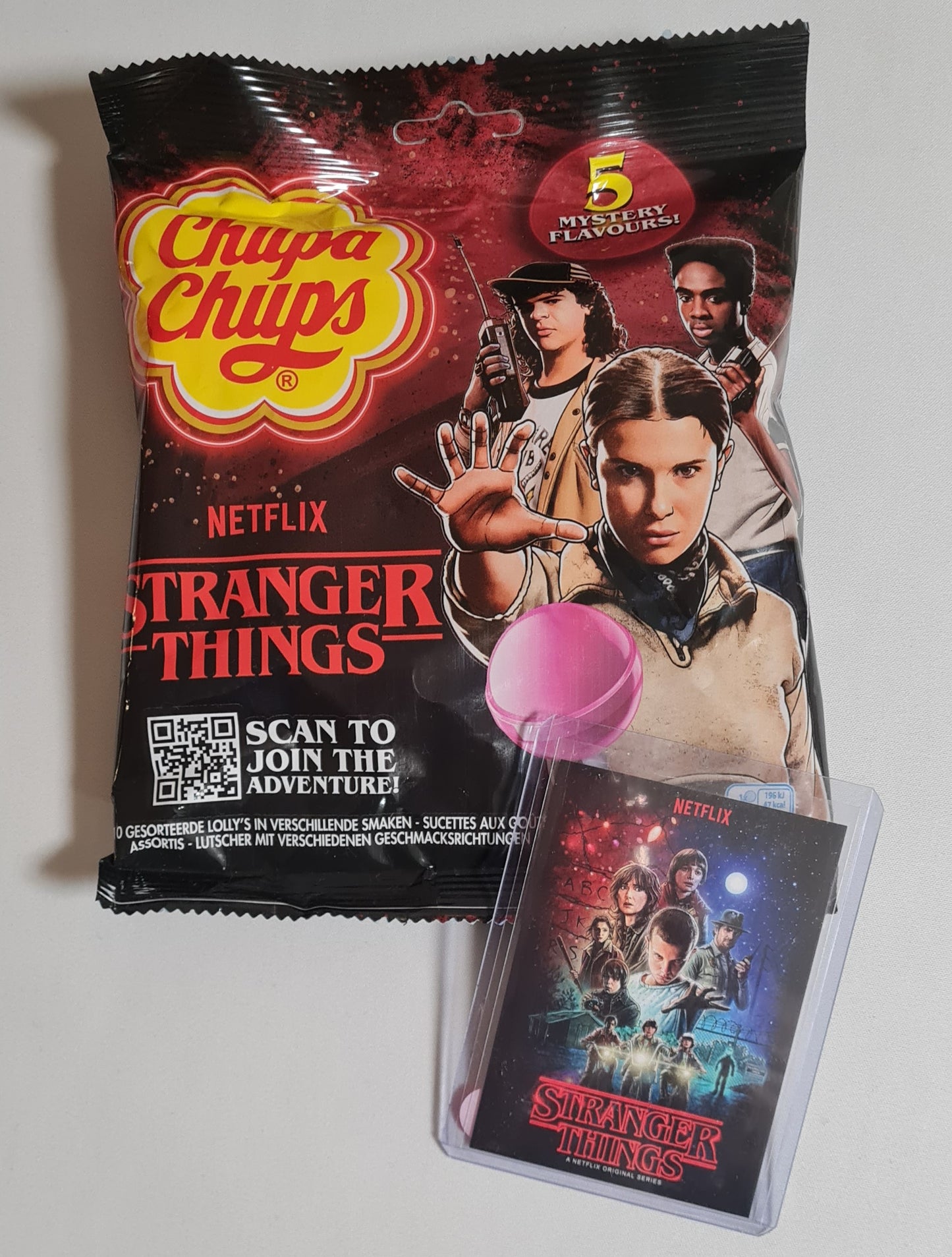 Stranger Things - 2016 Netflix Original Series Promo Card + Chupa Chups Lollipop candy bag - Combo Deal