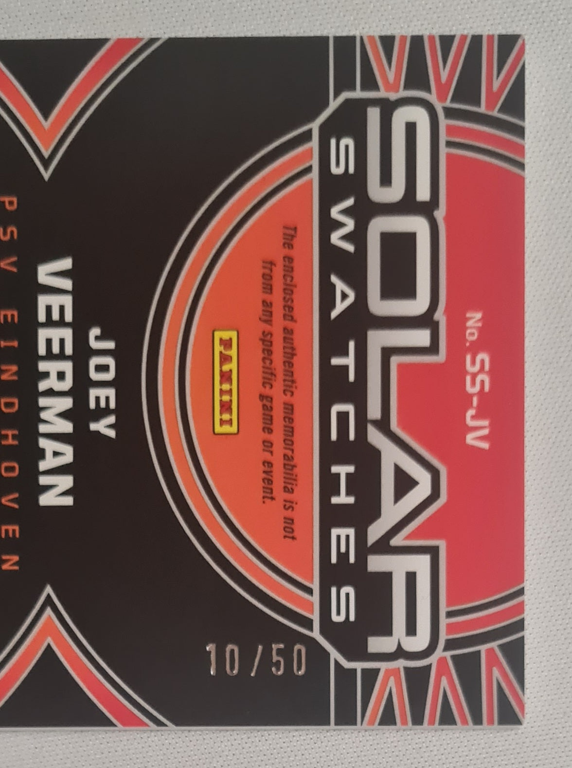 Joey Veerman - 2024/25 Panini Obsidian Soccer Solar Swatches Eindhoven PSV #SS-JV /Patch/ 50