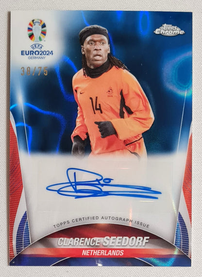 Clarence Seedorf - 2024 Topps Chrome UEFA Euro 2024 #CA-CS Blue Lava /75 Autograph