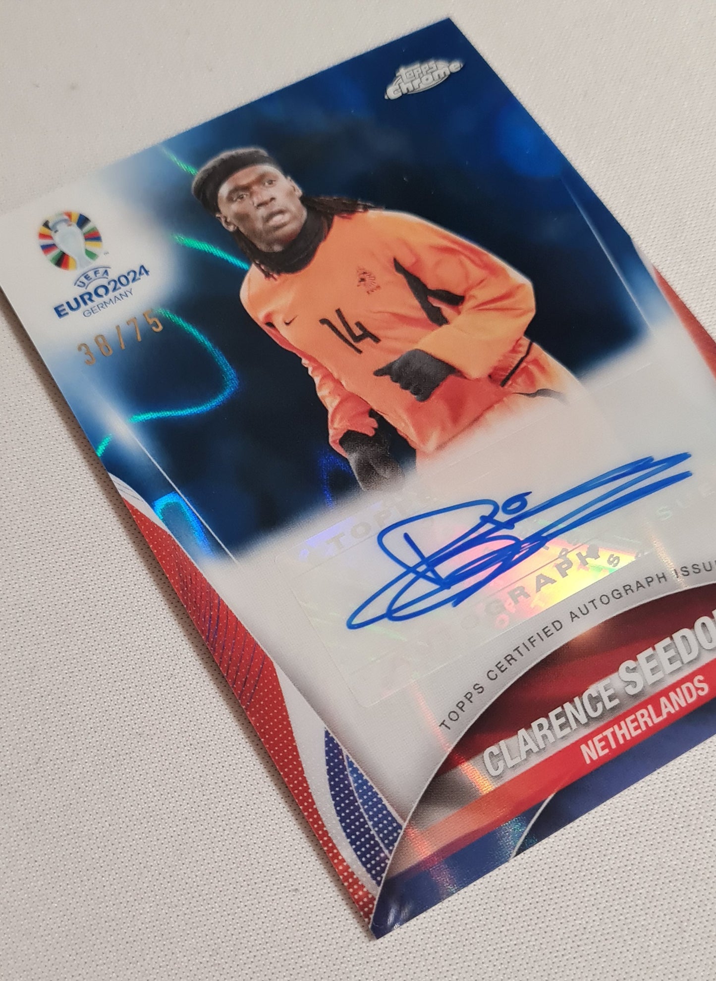 Clarence Seedorf - 2024 Topps Chrome UEFA Euro 2024 #CA-CS Blue Lava /75 Autograph