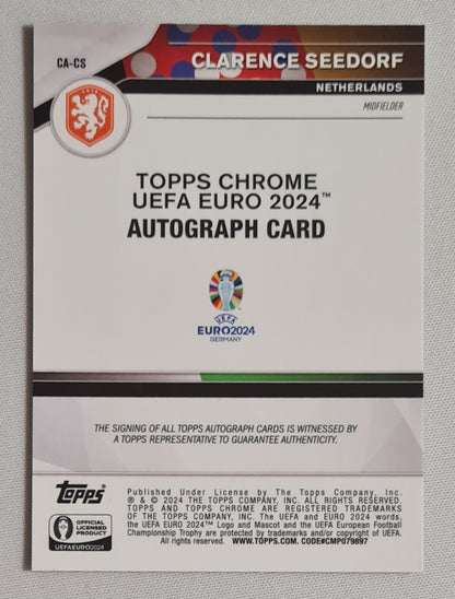 Clarence Seedorf - 2024 Topps Chrome UEFA Euro 2024 #CA-CS Blue Lava /75 Autograph