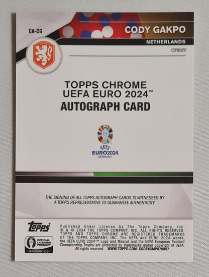Cody Gakpo - 2024 Topps Chrome UEFA Euro 2024 #CA-CG Refractor /Autograph