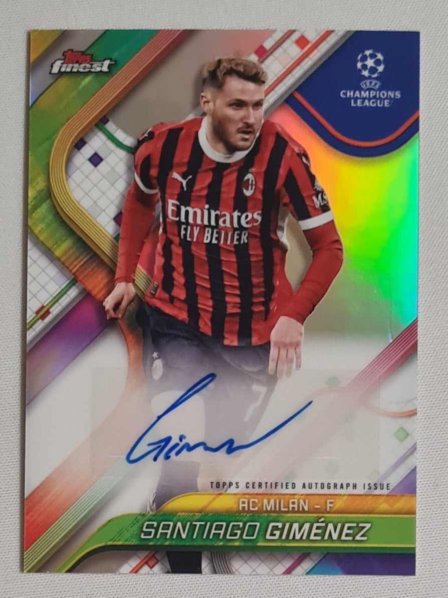 Santiago Gimenez - 2025 Topps Finest AC milan UEFA CL #BA-SG Refractor /Auto