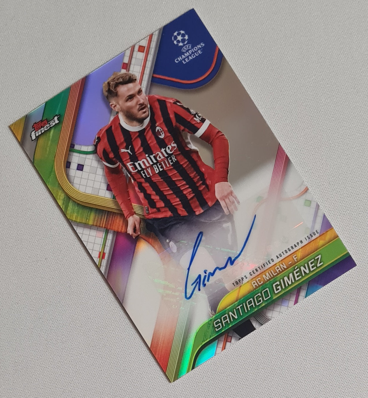Santiago Gimenez - 2025 Topps Finest AC milan UEFA CL #BA-SG Refractor /Auto