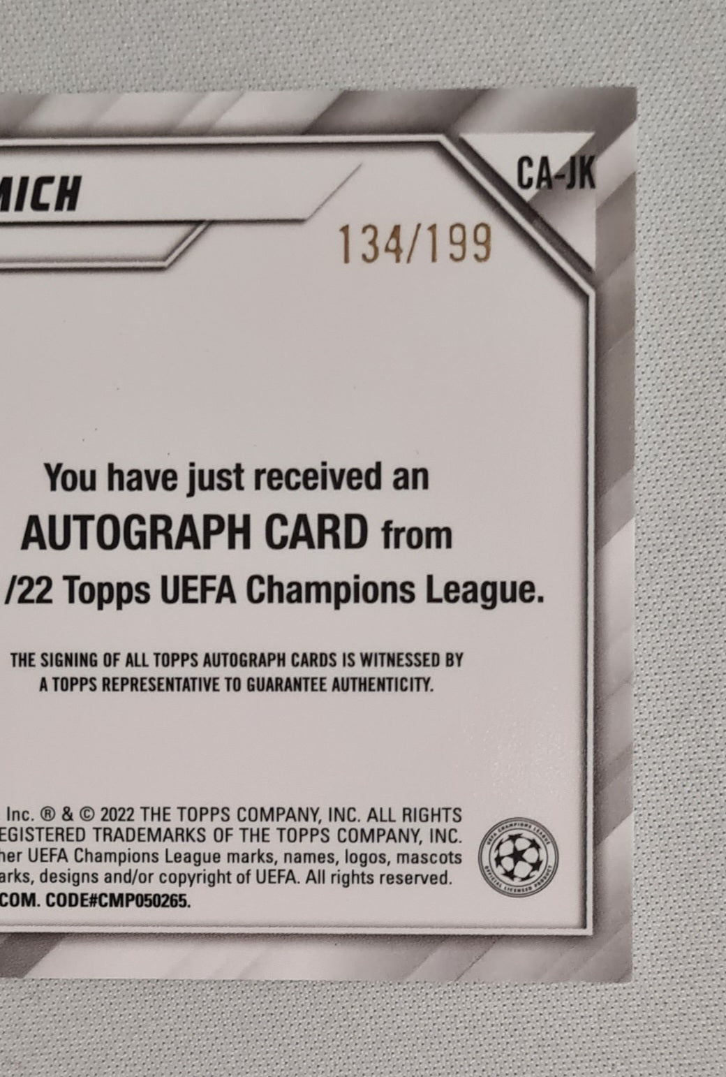 Joshua Kimmich - 2022 Topps Chrome FC Bayern Munchen #CA-JK /199 /Auto