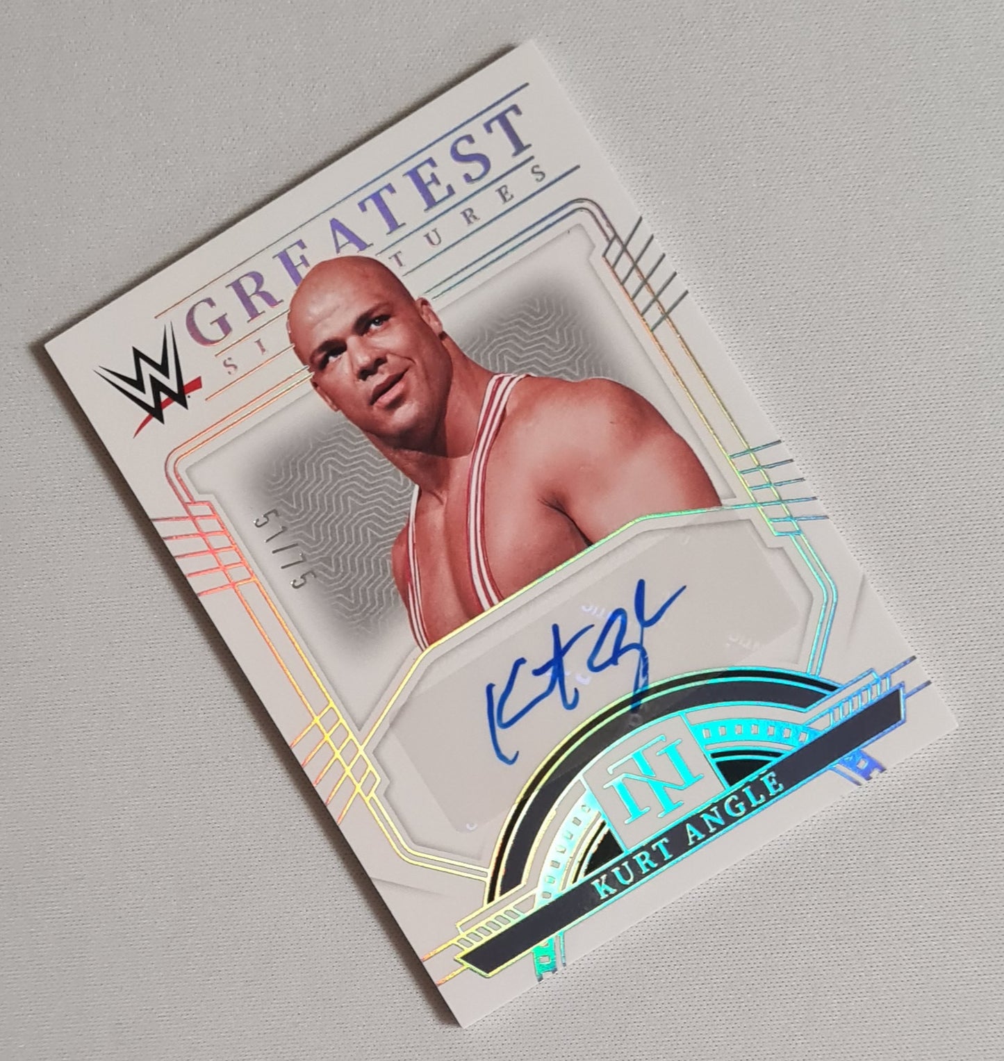 Kurt Angle - 2024 Panini National Treasures WWE Wrestling #WG-KAG /75 Autograph