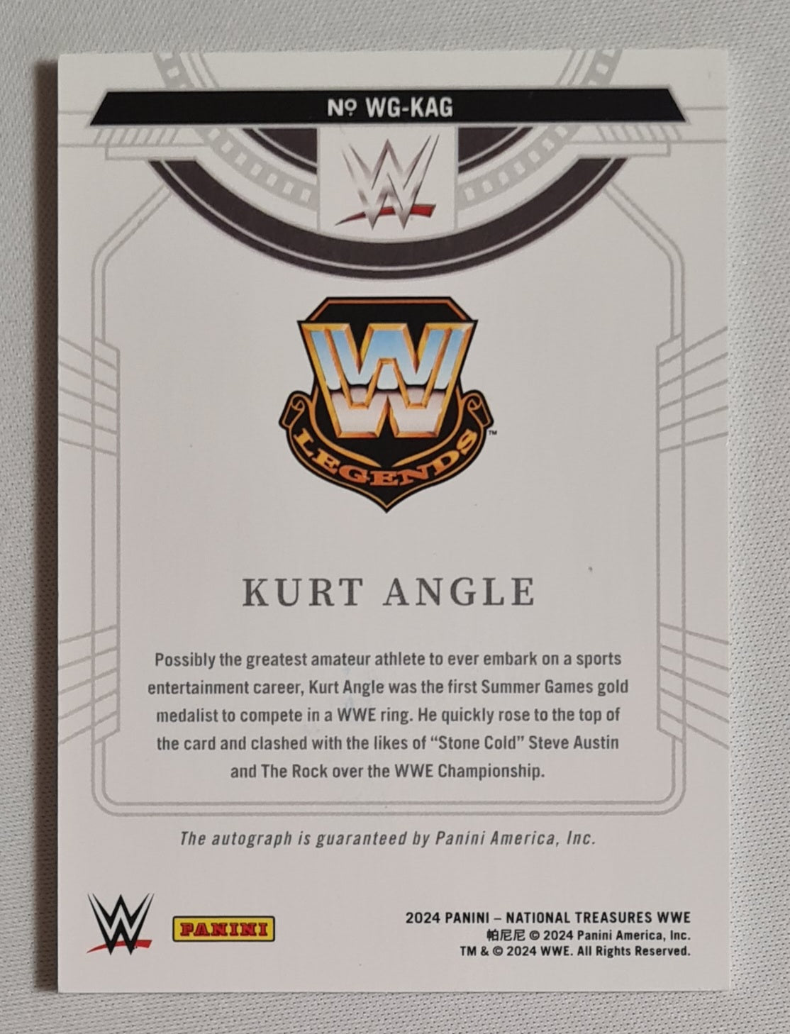 Kurt Angle - 2024 Panini National Treasures WWE Wrestling #WG-KAG /75 Autograph