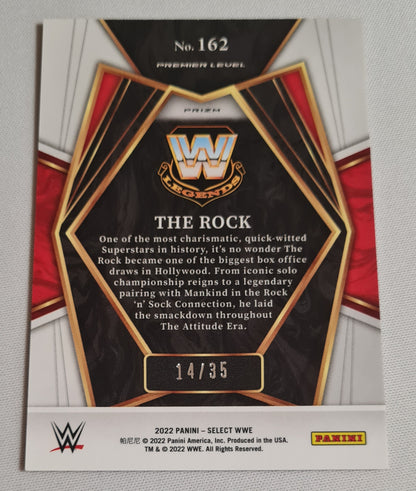 The Rock - 2022 Panini Select WWE Wrestling Legends #162 Premier Level Orange Prizm /35