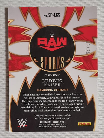 Ludwig Kaiser - 2024 Panini Select WWE Wrestling RAW Sparks #SP-LKS /Patch /25