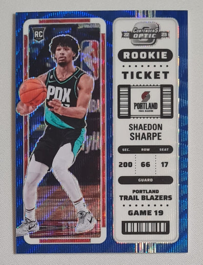 Shaedon Sharpe - 2022/23 Panini Contenders Optic Basketball NBA Portland Trail Blazers Rookie Ticket #17 Blue Wave /45