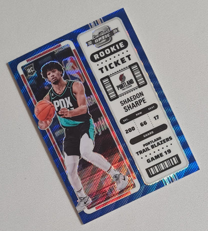 Shaedon Sharpe - 2022/23 Panini Contenders Optic Basketball NBA Portland Trail Blazers Rookie Ticket #17 Blue Wave /45