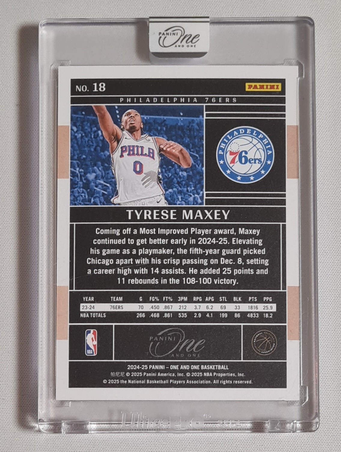 Tyrese Maxey - 2024/25 Panini One and one Basketball Philadelphia 76ers #18 Refractor