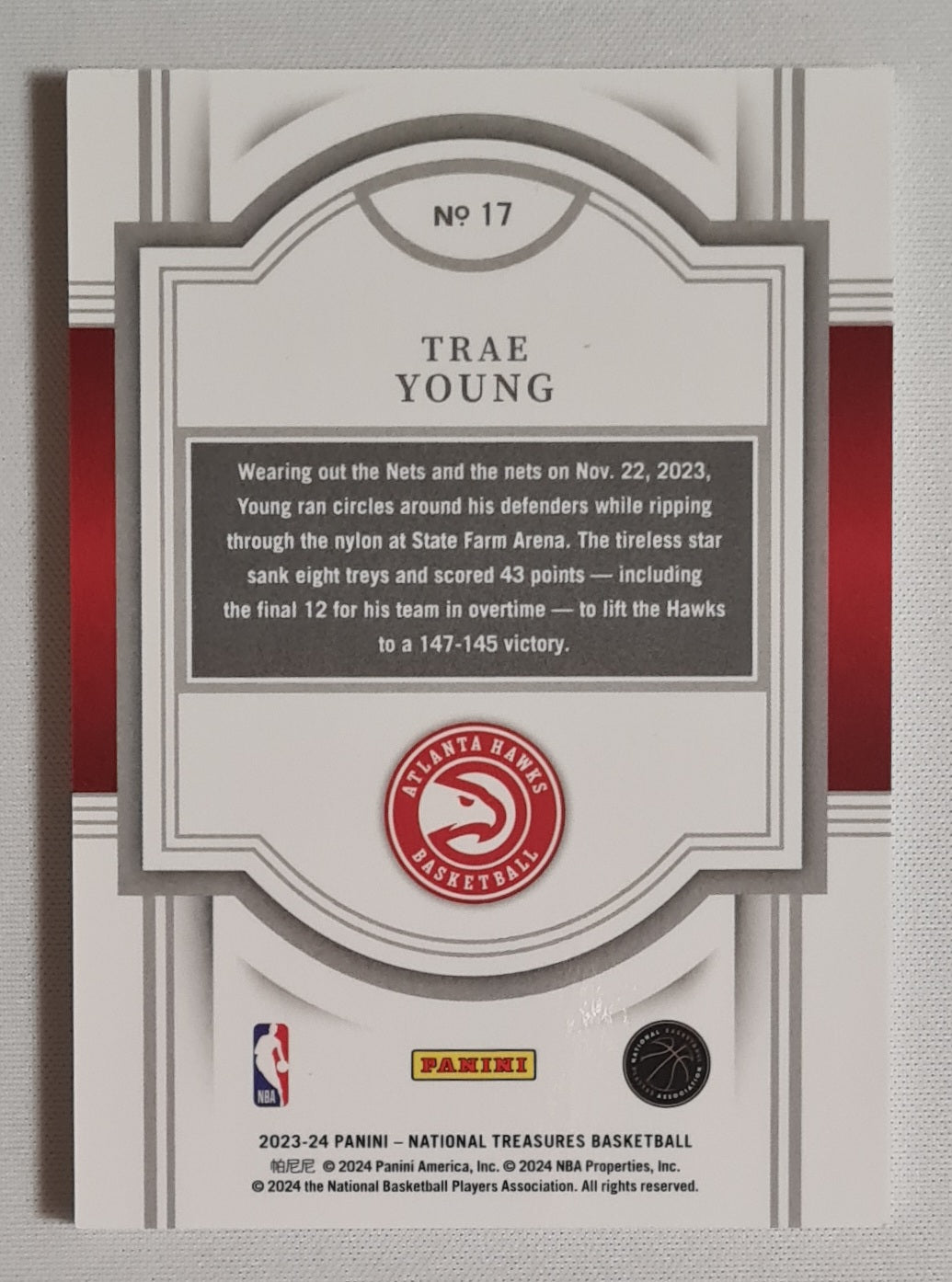 Trae Young - 2023/24 Panini National Treasures Basketball NBA Atlanta Hawks #17 /33