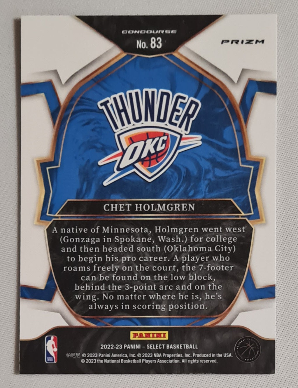 Chet Holmgren - 2022/23 Panini Select Basketball NBA Oklahoma Thunder #83 Concourse Red/White/Blue