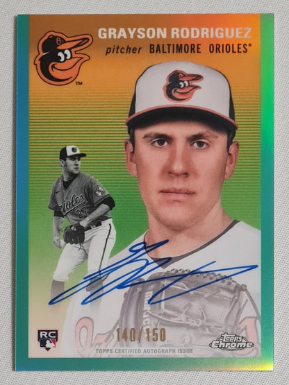Grayson Rodriguez - 2023 Topps Baseball Baltimore Orioles ##CPA-GR Green Refractor /150 on card Auto