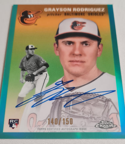 Grayson Rodriguez - 2023 Topps Baseball Baltimore Orioles ##CPA-GR Green Refractor /150 on card Auto