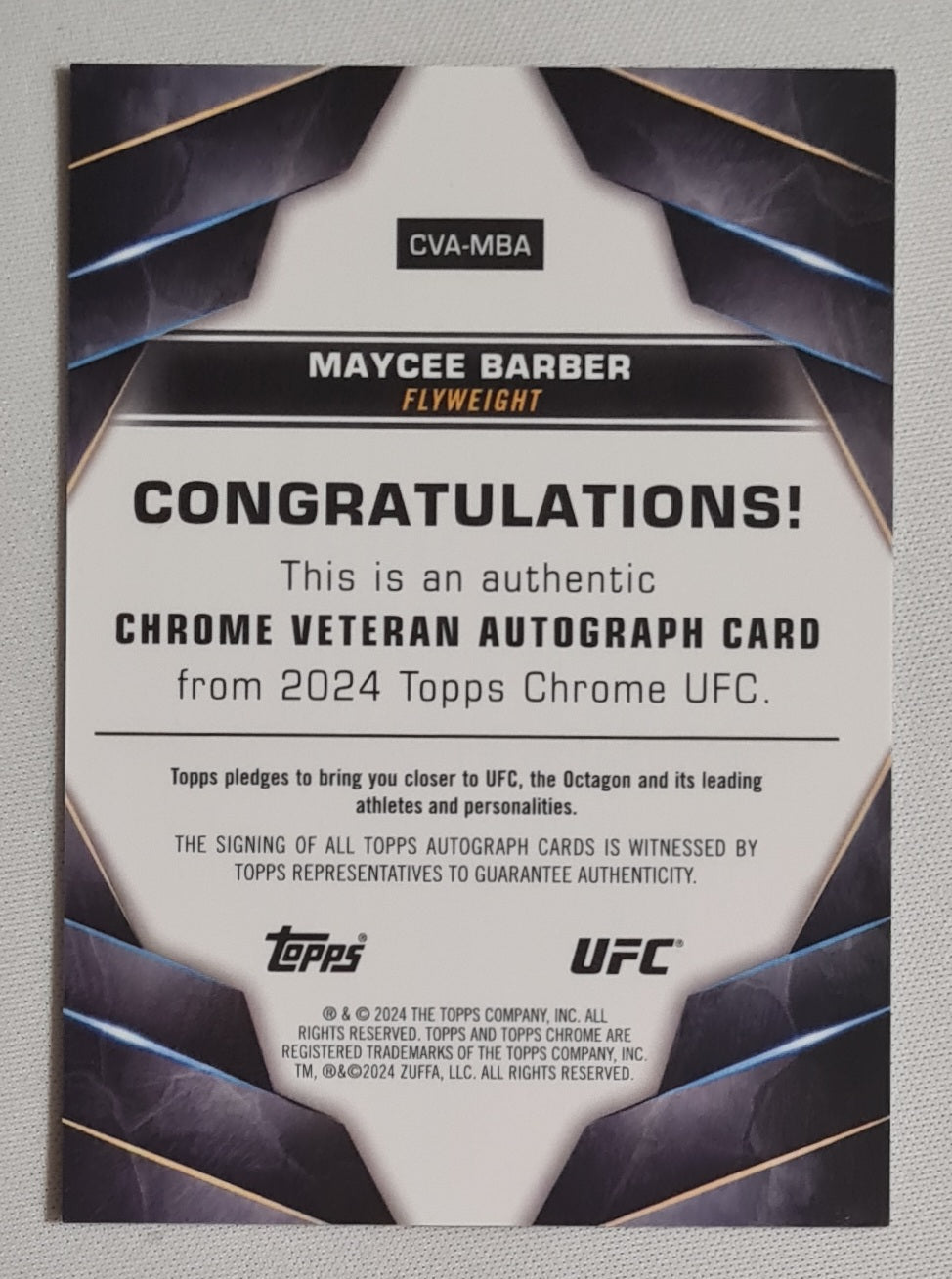 Maycee Barber - 2024 Topps Chrome UFA Fighter Flyweight #CVA-MBA /Autograph