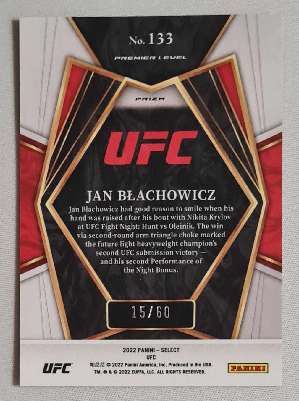 Jan Blachowicz - 2022 Panini Select UFC Fighter Light Heavyweight #133 Purple Prizm /60