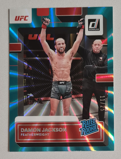 Damon Jackson - 2023 Panini Donruss UFC Fighter Featherweight Rated Rookie #215 Aqua Laser /25