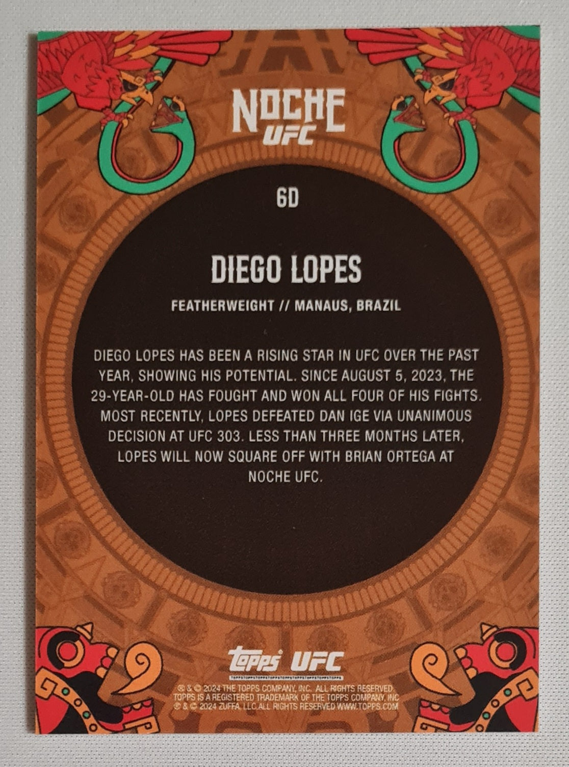 Diego Lopes - 2024 Topps Noche UFC Fighter Featherweight #60