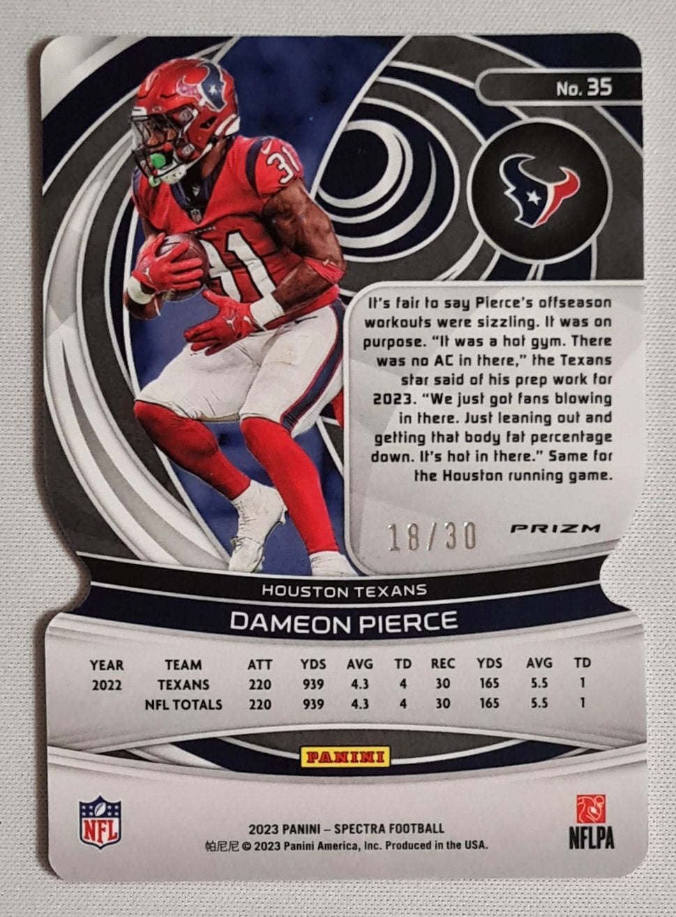 Dameon Pierce - 2023 Panini Spectra Football NFL Texans #35 Neon Green Prizm Die-Cut /30