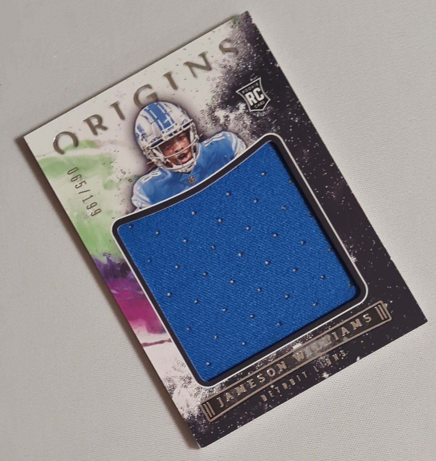 Jameson Williams - 2022 Panini Origins Football NFL Lions (RC) #JUM-JWI / Patch /199