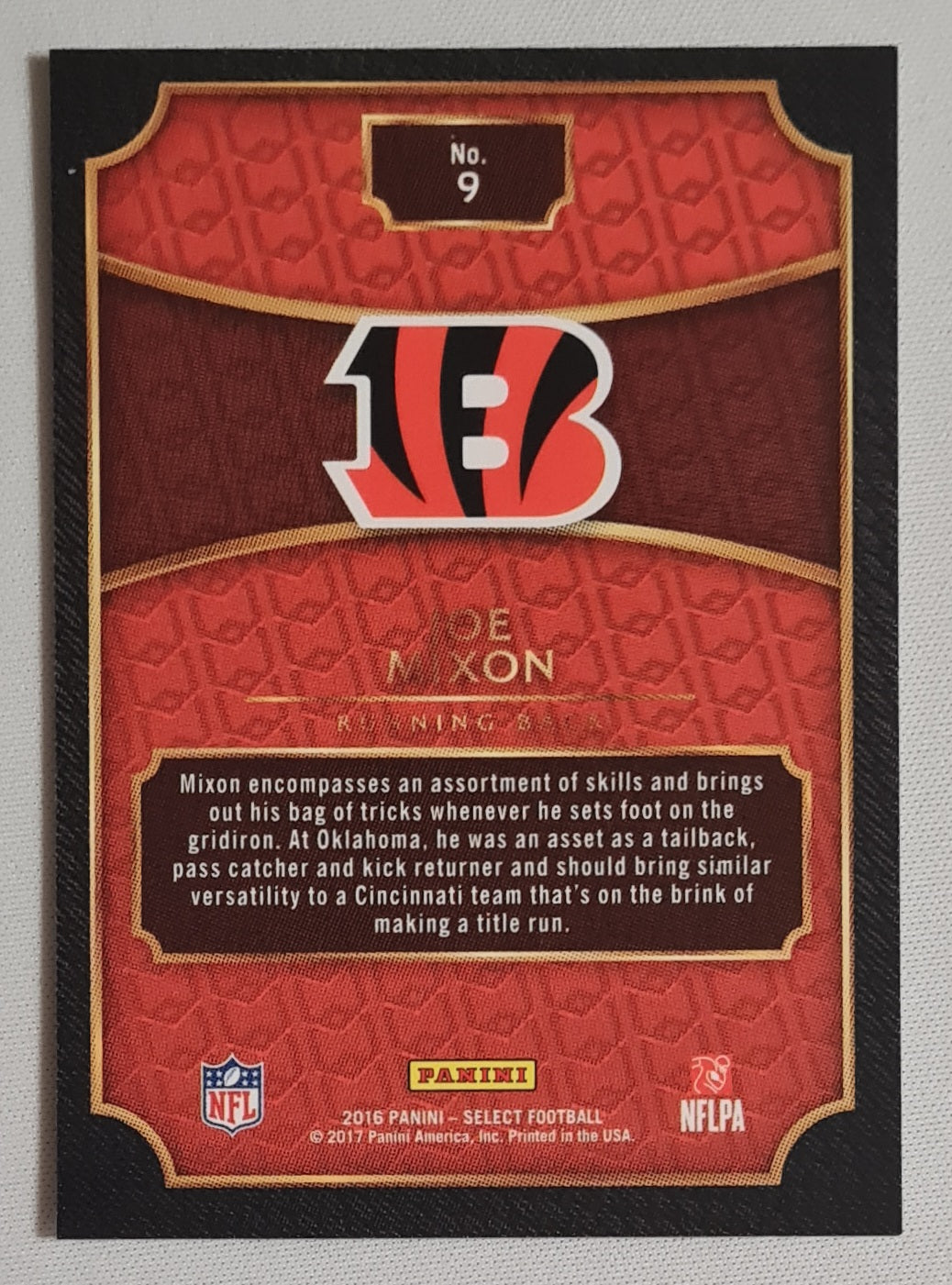 Joe Mixon - 2016 Panini Select Football NFL Cincinnati Bengals (RC) #9 Refractor
