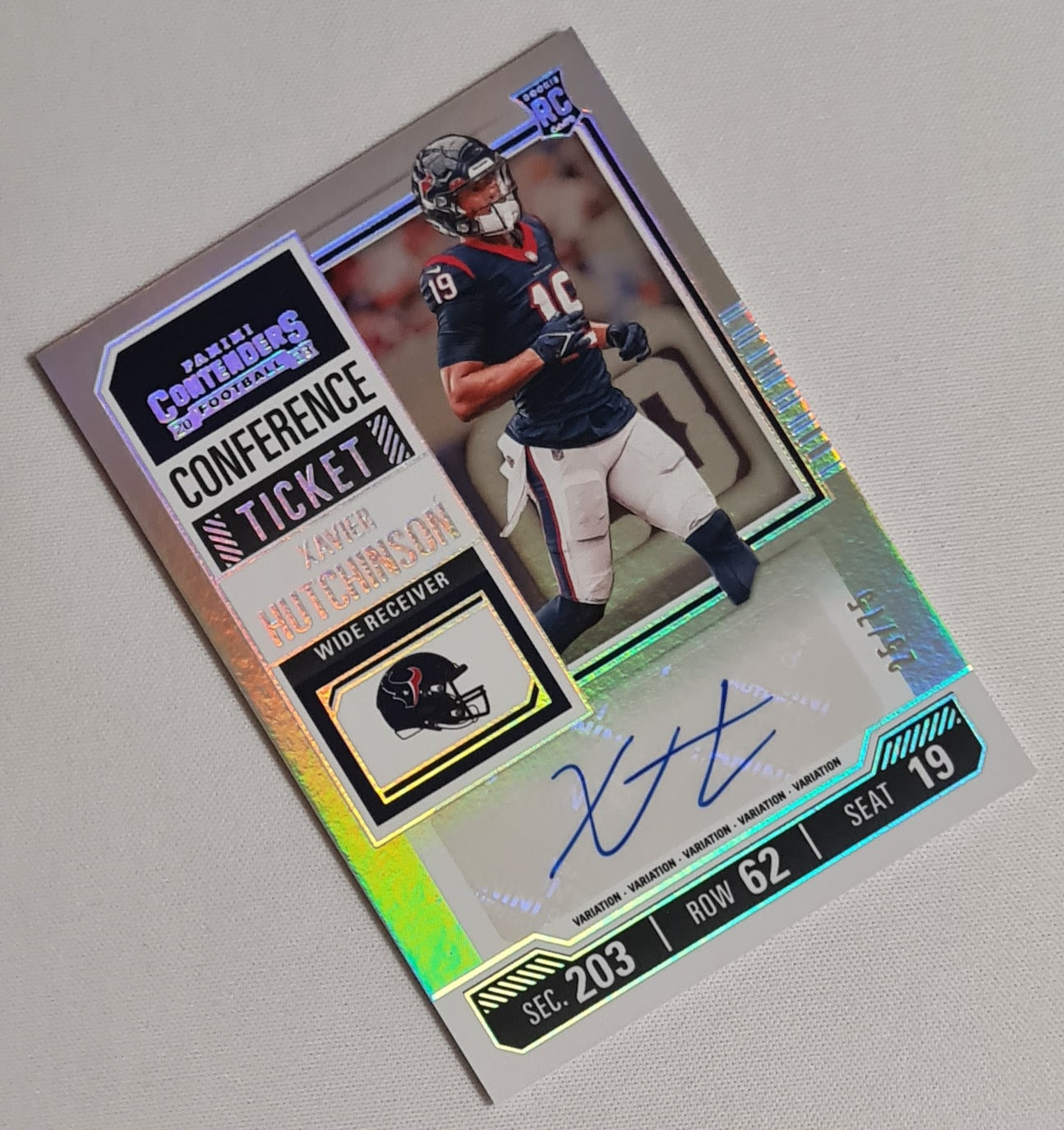 Xavier Hutchinson - 2023 Panini Contenders Football NFL Texans Conference Ticket (RC) #149 Refractor /75 / Auto