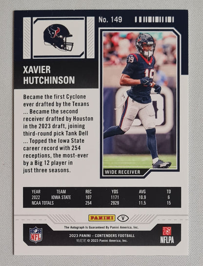 Xavier Hutchinson - 2023 Panini Contenders Football NFL Texans Conference Ticket (RC) #149 Refractor /75 / Auto