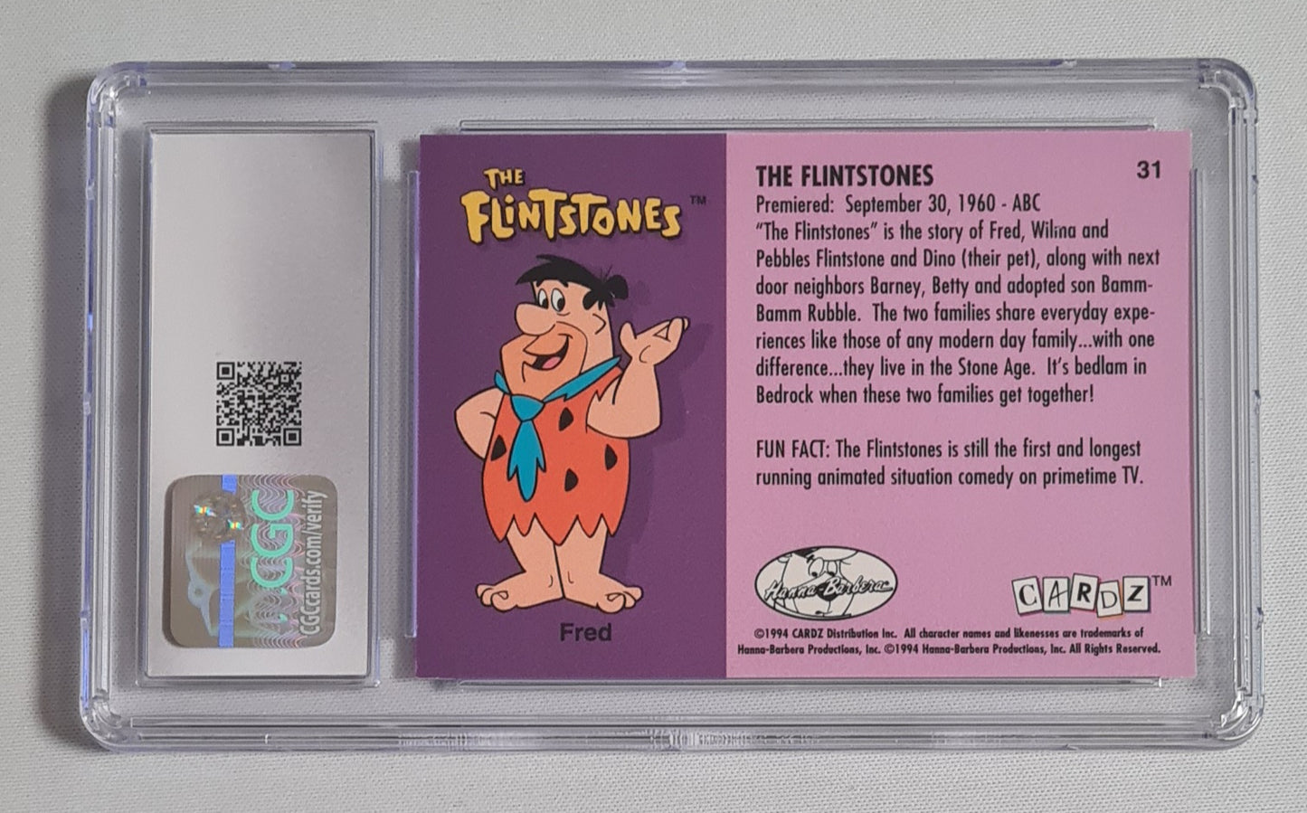 The Flintstones - 1994 Cardz Hanna-Barbera Classics #31 CGC 8 Mint