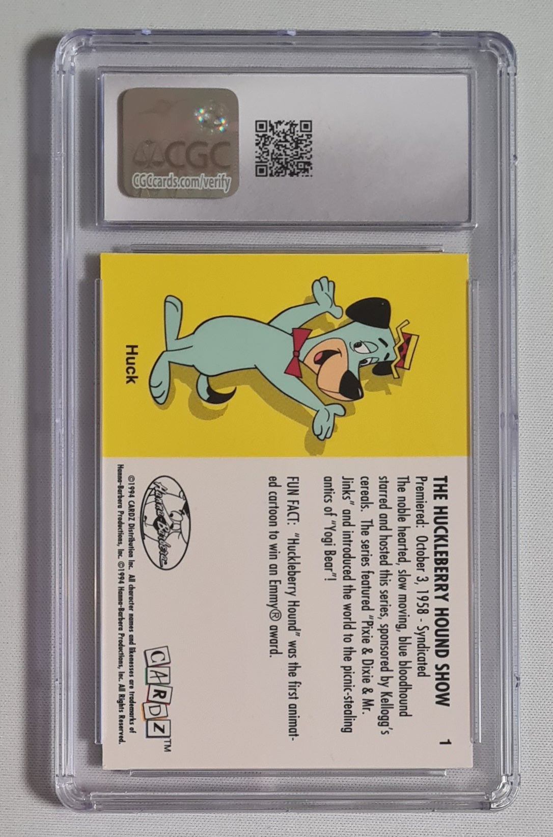 The Huckleberry Hound Show - 1994 Cardz Hanna-Barbera Classics #1 CGC 8 Mint