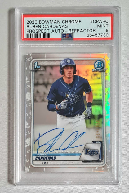 Ruben Cardenas - 2020 Bowman Chrome Prospect Baseball Rays #CPARC /on card Auto - Refractor PSA 9 MINT