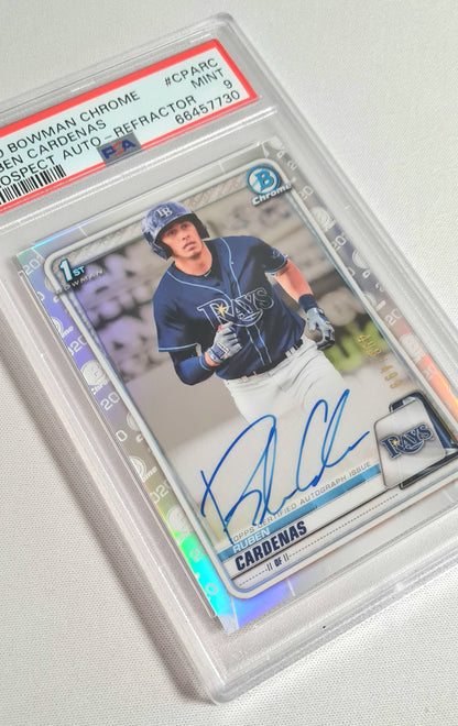 Ruben Cardenas - 2020 Bowman Chrome Prospect Baseball Rays #CPARC /on card Auto - Refractor PSA 9 MINT