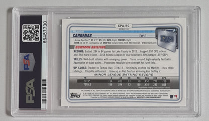 Ruben Cardenas - 2020 Bowman Chrome Prospect Baseball Rays #CPARC /on card Auto - Refractor PSA 9 MINT