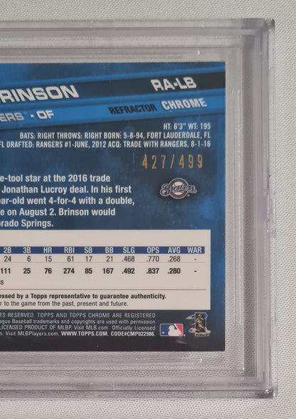 Lewis Brinson - 2017 Topps Chrome Rookie MLB Milwaukee Brewers #RALB /Auto /499 - Beckett 9.5 GEM MINT - AUTO 10