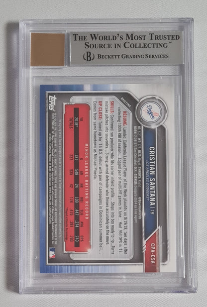 Cristian Santana - 2019 Bowman Chrome Prospect Autos Baseball Dodgers #CPACSA /150 /Auto - Beckett 9 MINT Autograph Beckett 9