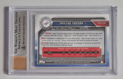 Cristian Santana - 2019 Bowman Chrome Prospect Autos Baseball Dodgers #CPACSA /150 /Auto - Beckett 9 MINT Autograph Beckett 9
